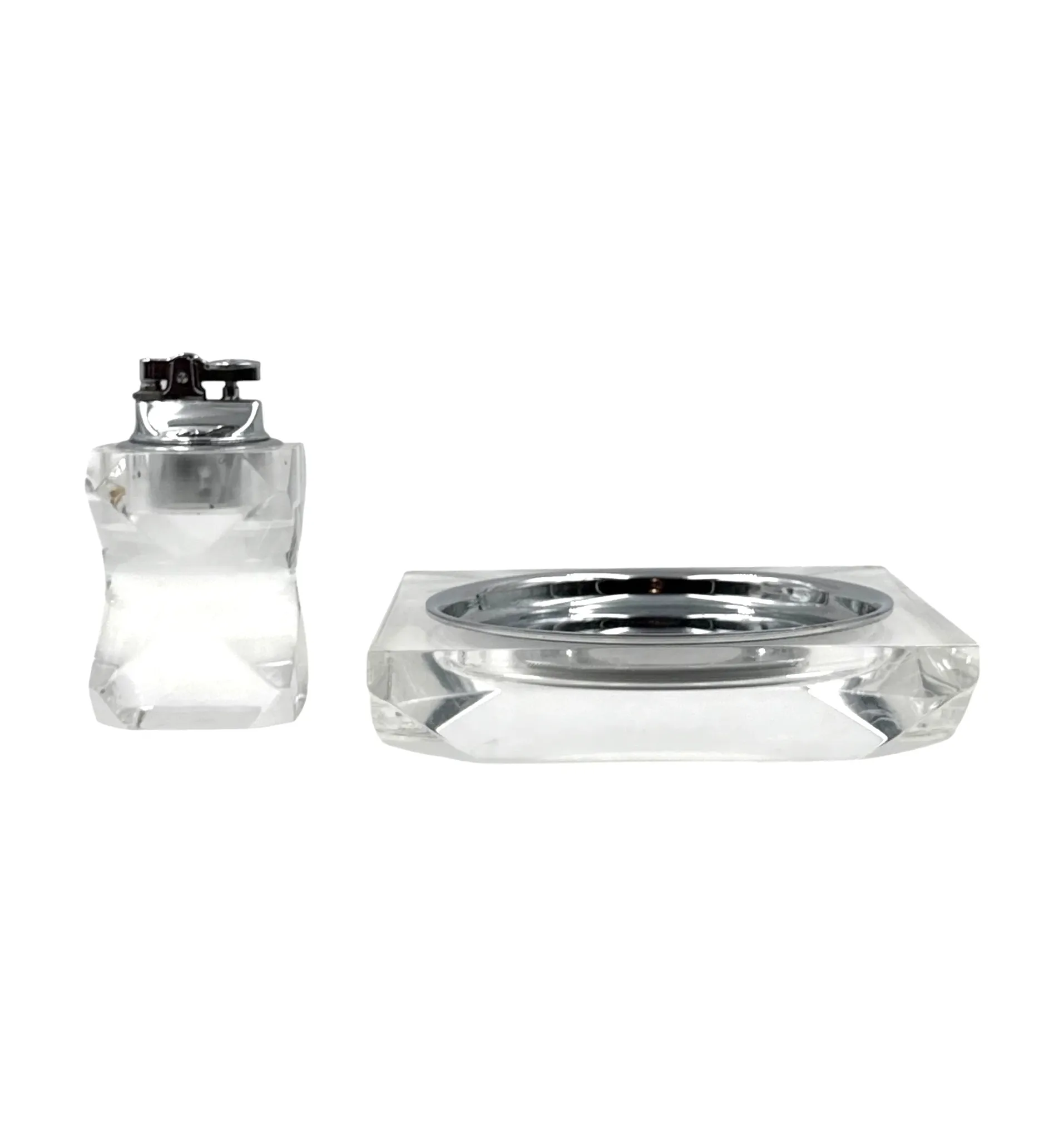 Hollywood regency lucite smoking set, Italy 1970