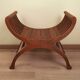 Solid Wood Curule Stool Vintage French Curved Slatted Seat Mid Century