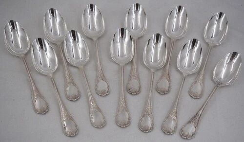 Christofle Marly, 12 dessert cutlery sets, 24 pieces silver-plated metal, 17 cm