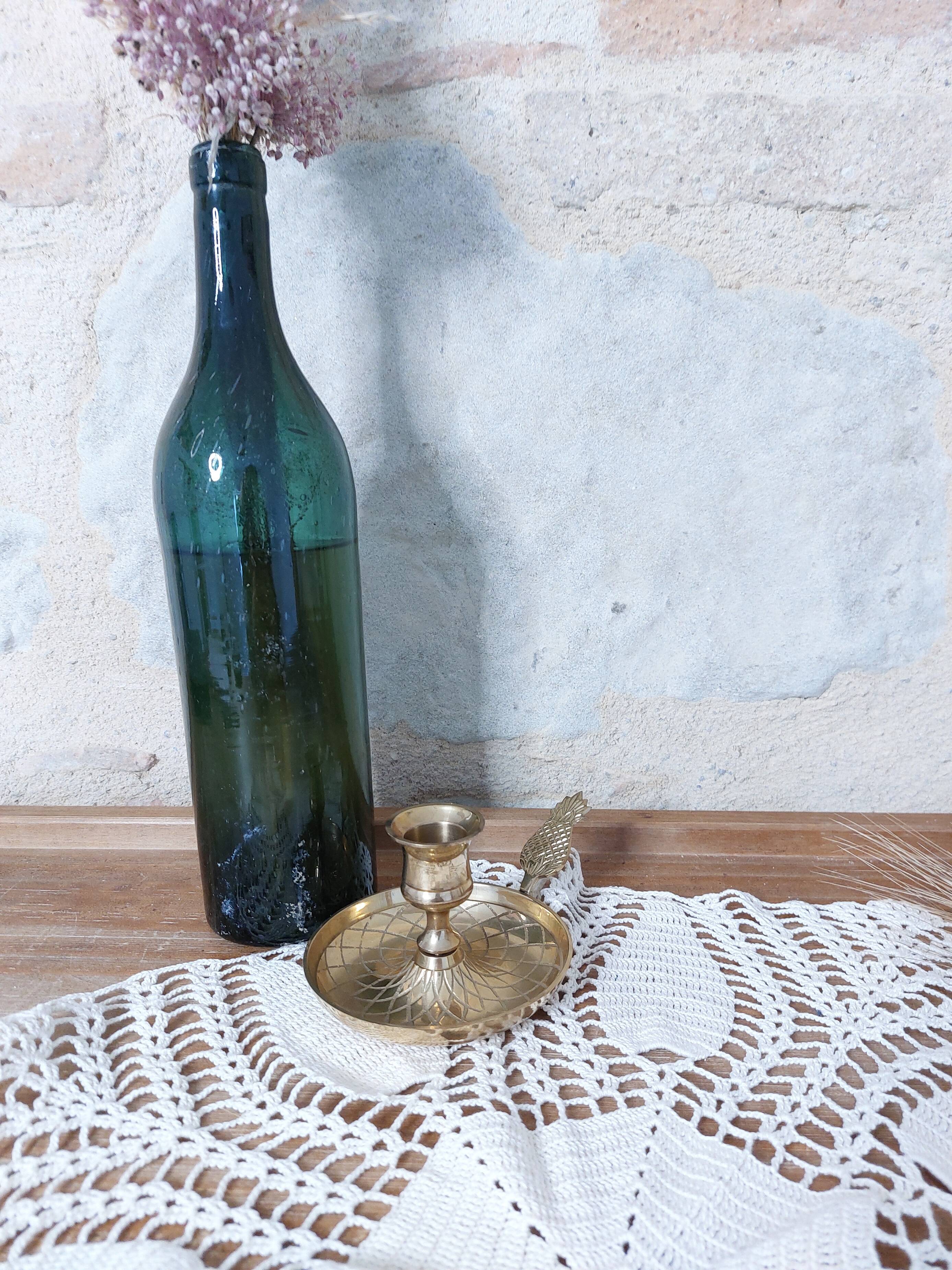 Brass candle holder with pineapple handle, France 50s/60s