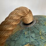 Lamp world map glass and rope 1960