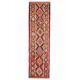 1970s Vintage Turkish Hand-Knotted Wool Cotton Red Runner Rug 83x314