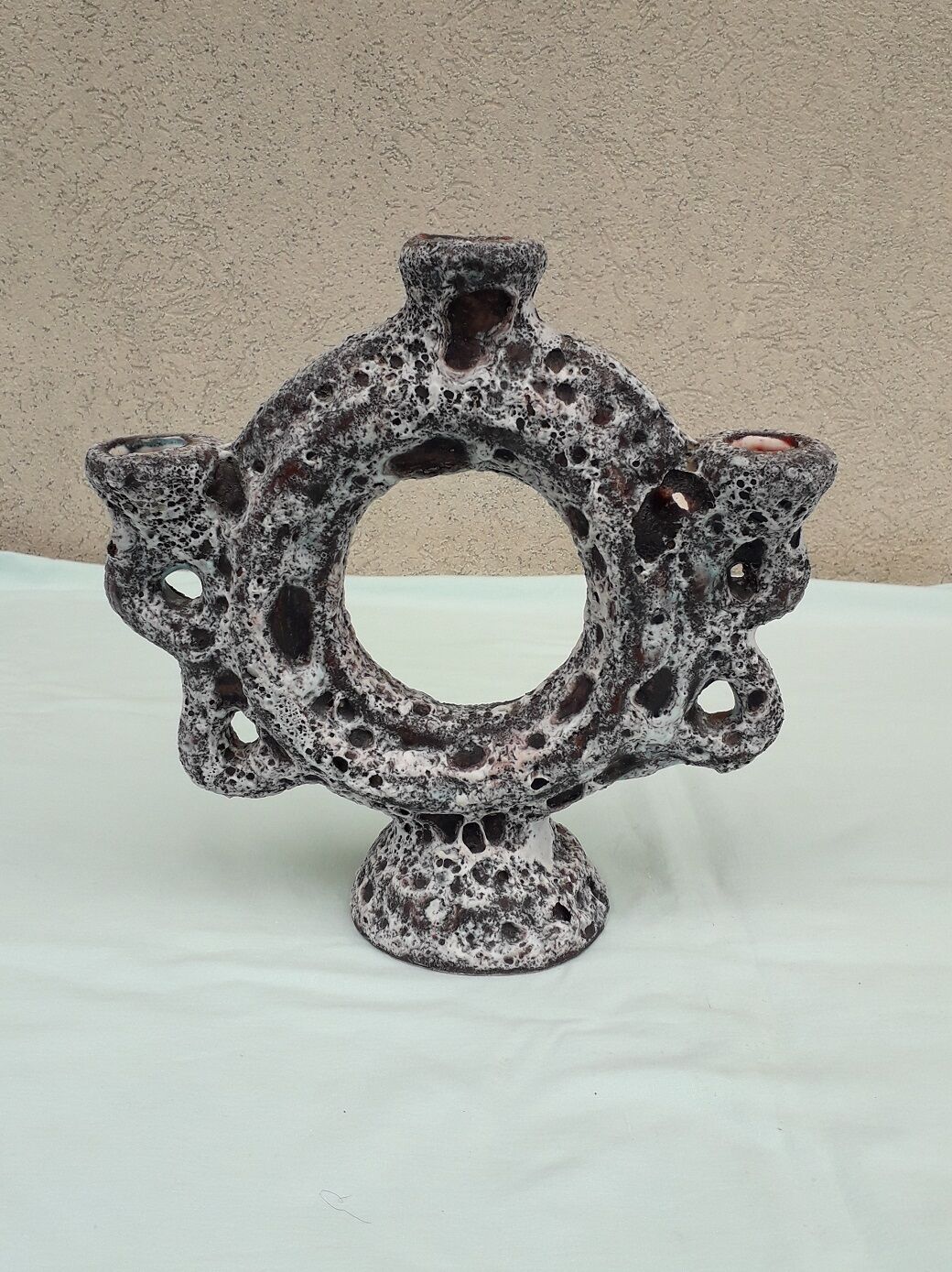 Ceramic candle holder fat lava