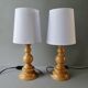 Pair of turned wooden lamps, 60s