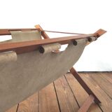 Porte-revues scandinave teck et cuir