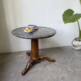 Empire walnut and marble pedestal table, late 19th century