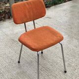 Scandinavian chair in orange fabric and chrome steel