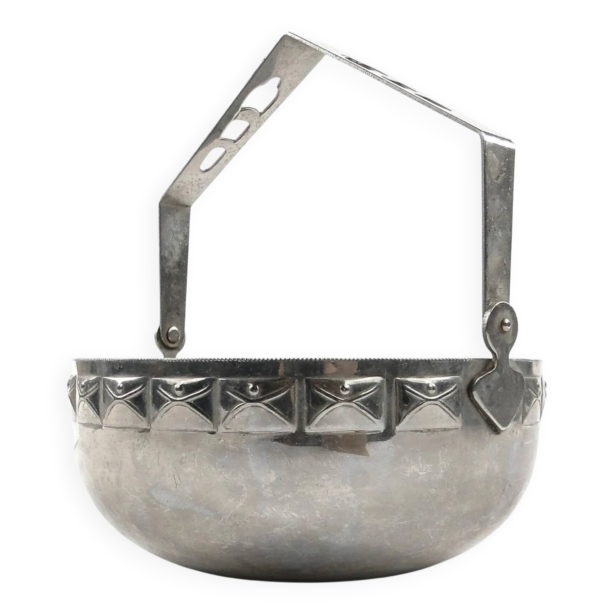 Art Nouveau sugar bowl, silver-plated brass, Sweden, early 20th century