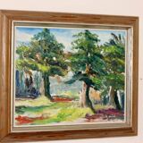 Original Swedish oil painting on canvas from the mid-century "Summer Landscape" by B. Högberg.