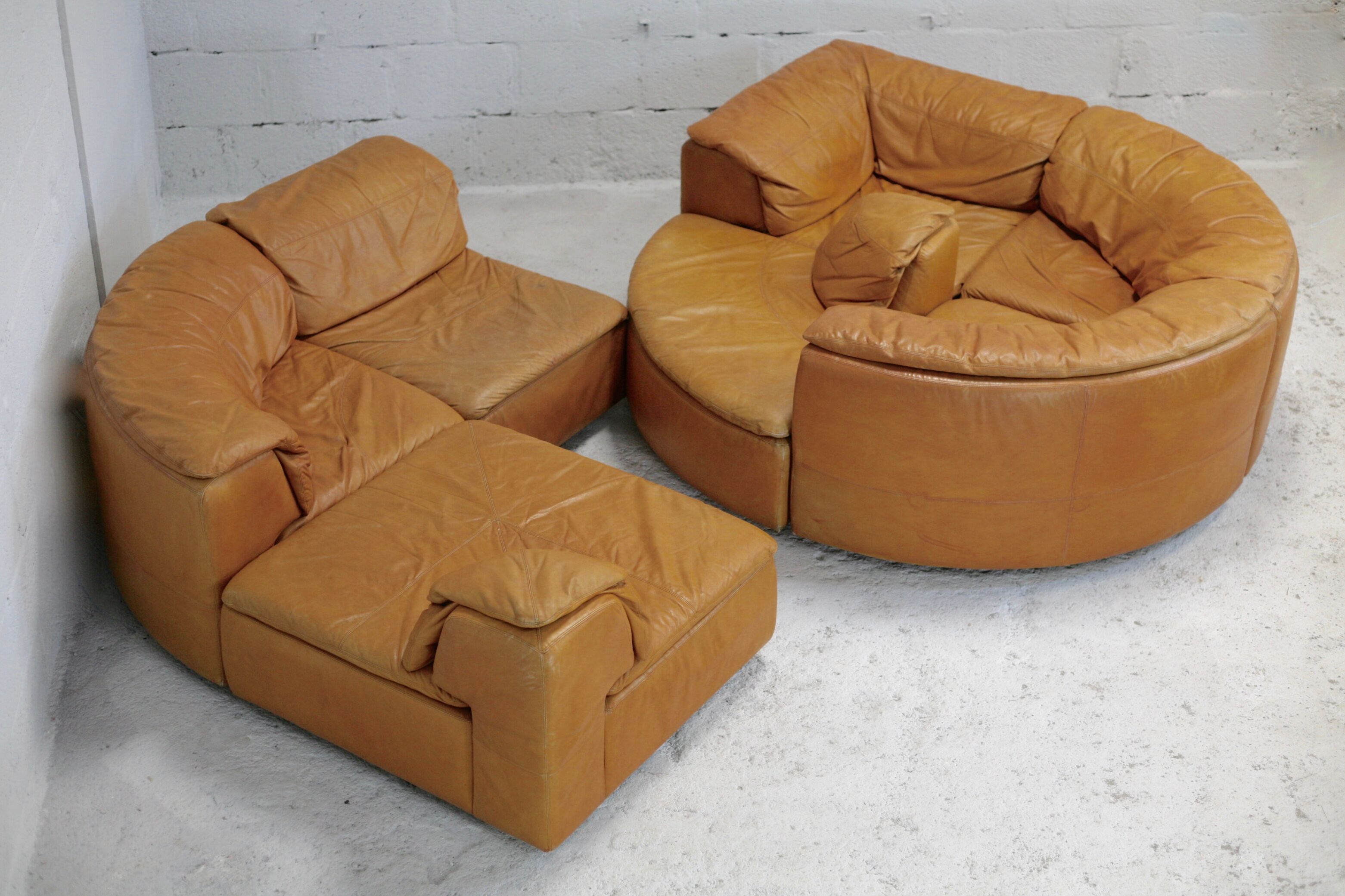Leather modular sofa, 7 elements, 70s