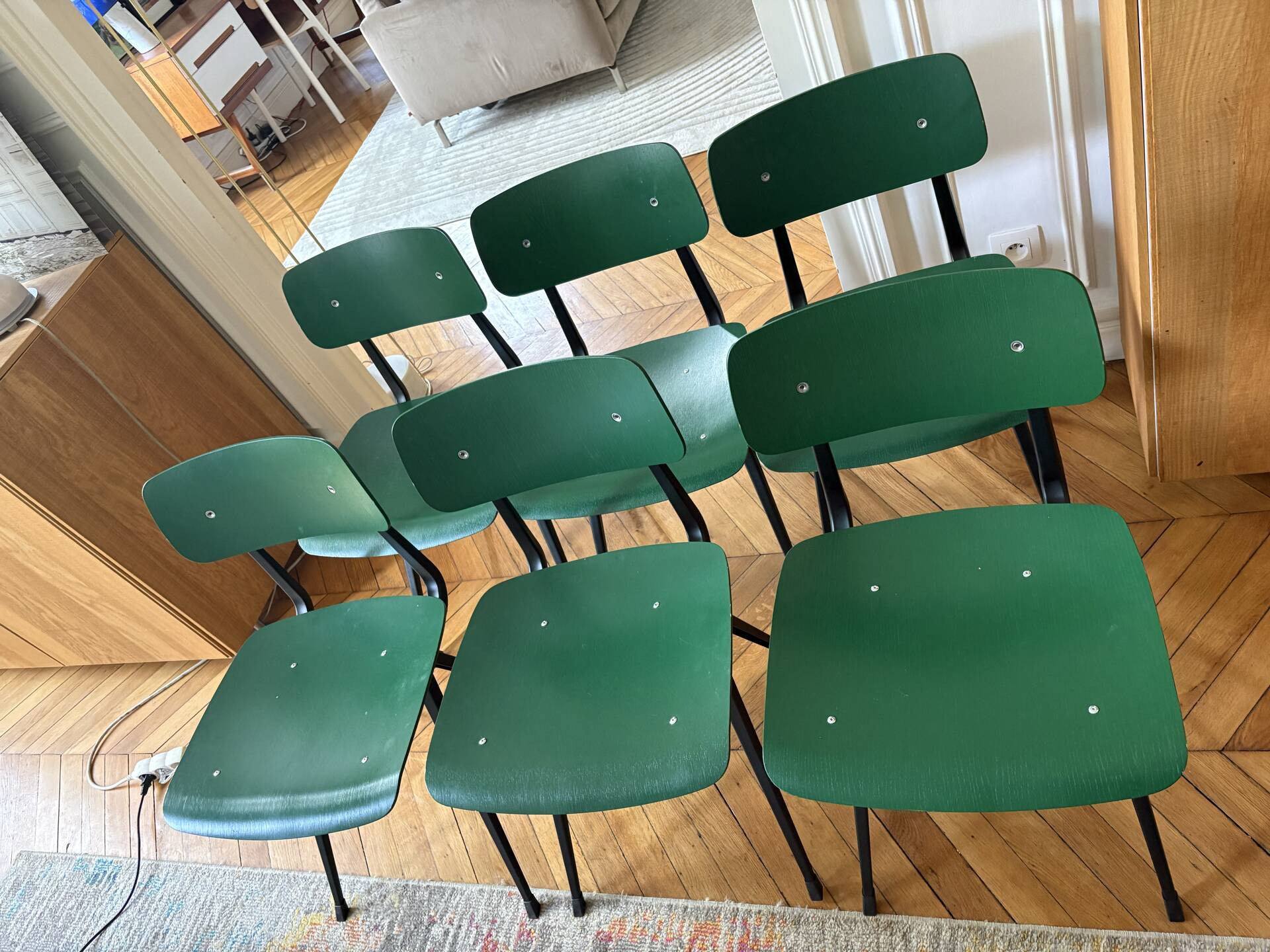 6 green Hay Result chairs