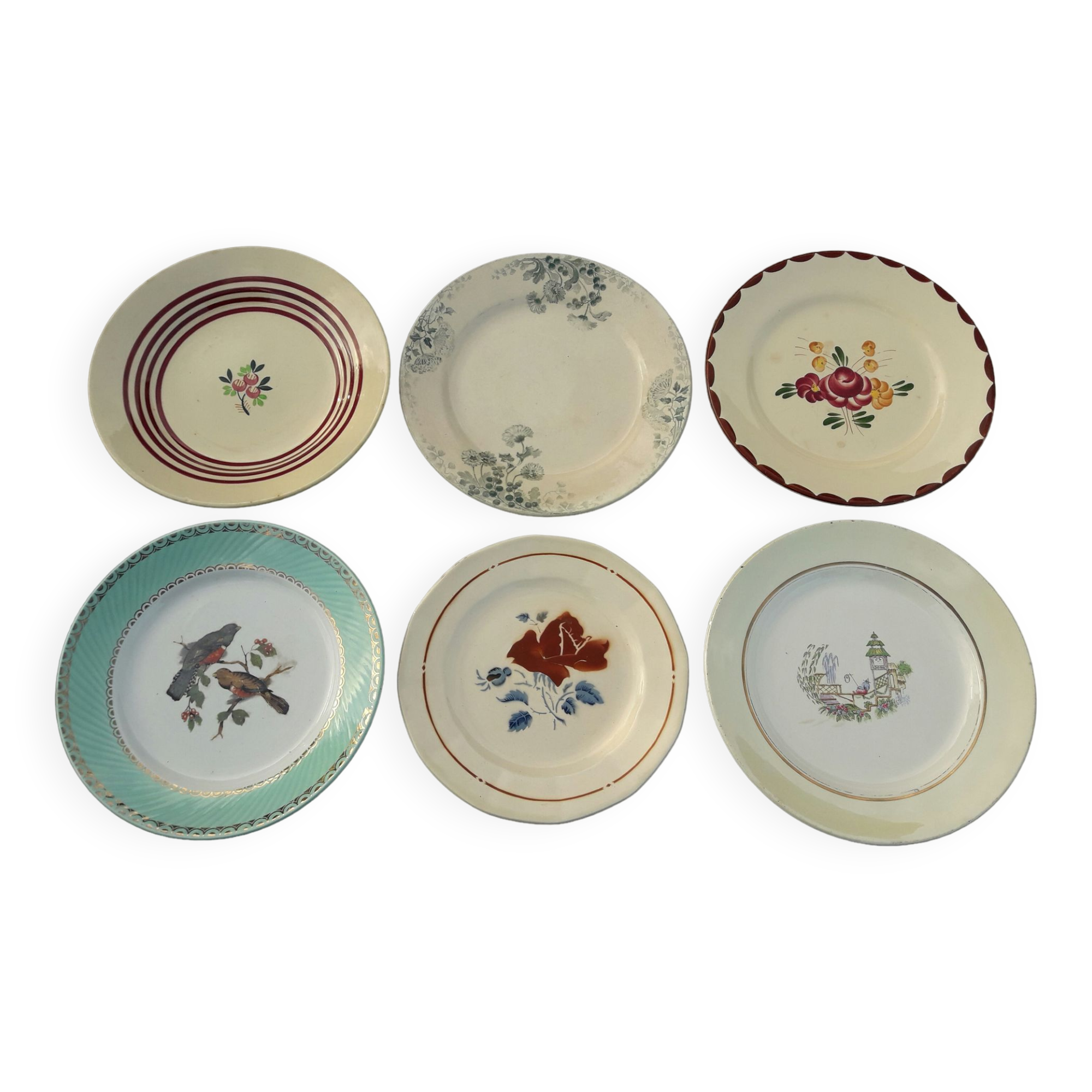 Set of 6 different flat plates