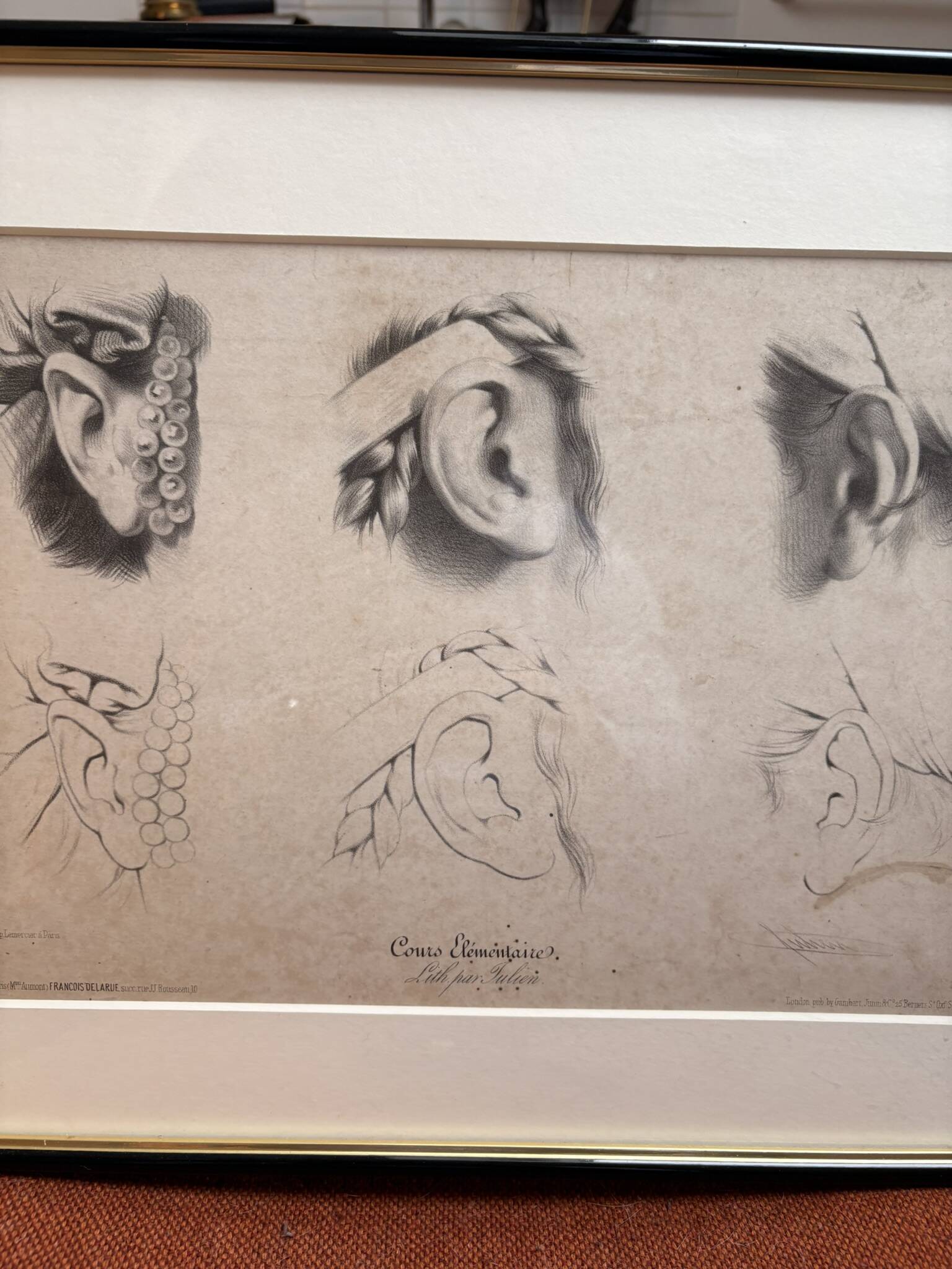 Print Engraving Elementary Course Female Ear Delarue Lemercier