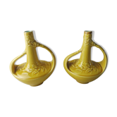 Pair of ancient vases/soliflores, in ceramics from Sarreguemines, 3756