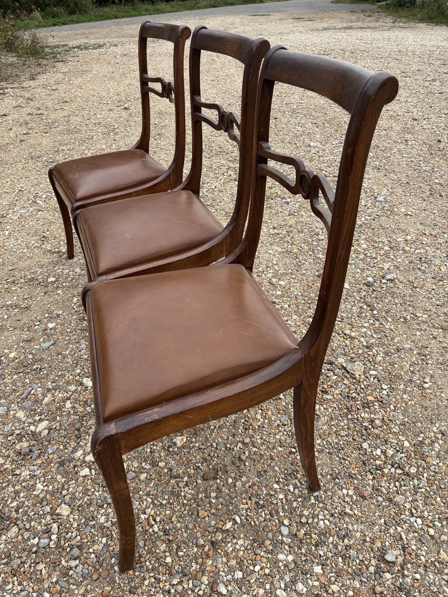 Set of 3 Regency faux leather chairs