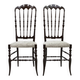Pair of Gaetano Descalzi Midcentury Italian Chiavari High Back Chairs, 1950