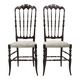 Pair of Gaetano Descalzi Midcentury Italian Chiavari High Back Chairs, 1950
