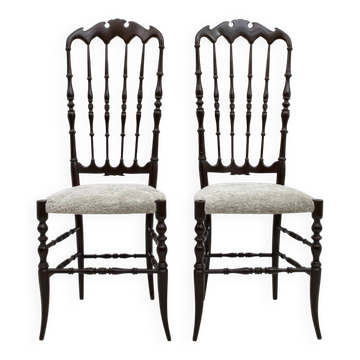 Paire de chaises à dossier haut Chiavari de Gaetano Descalzi, Italie, milieu du siècle, 1950