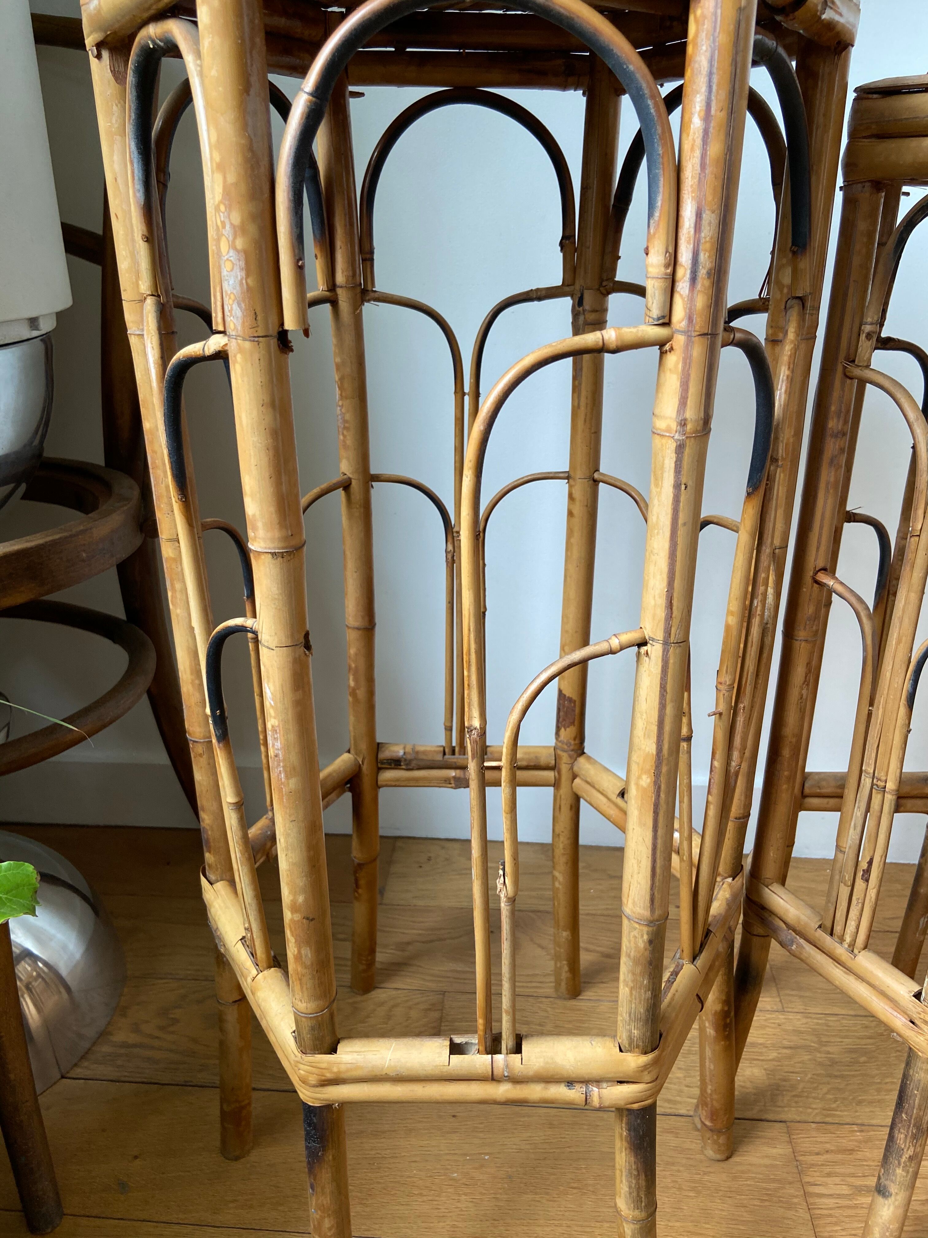 Trio of rattan gigognes harnesses