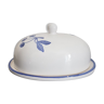 White and blue ceramic butter dish