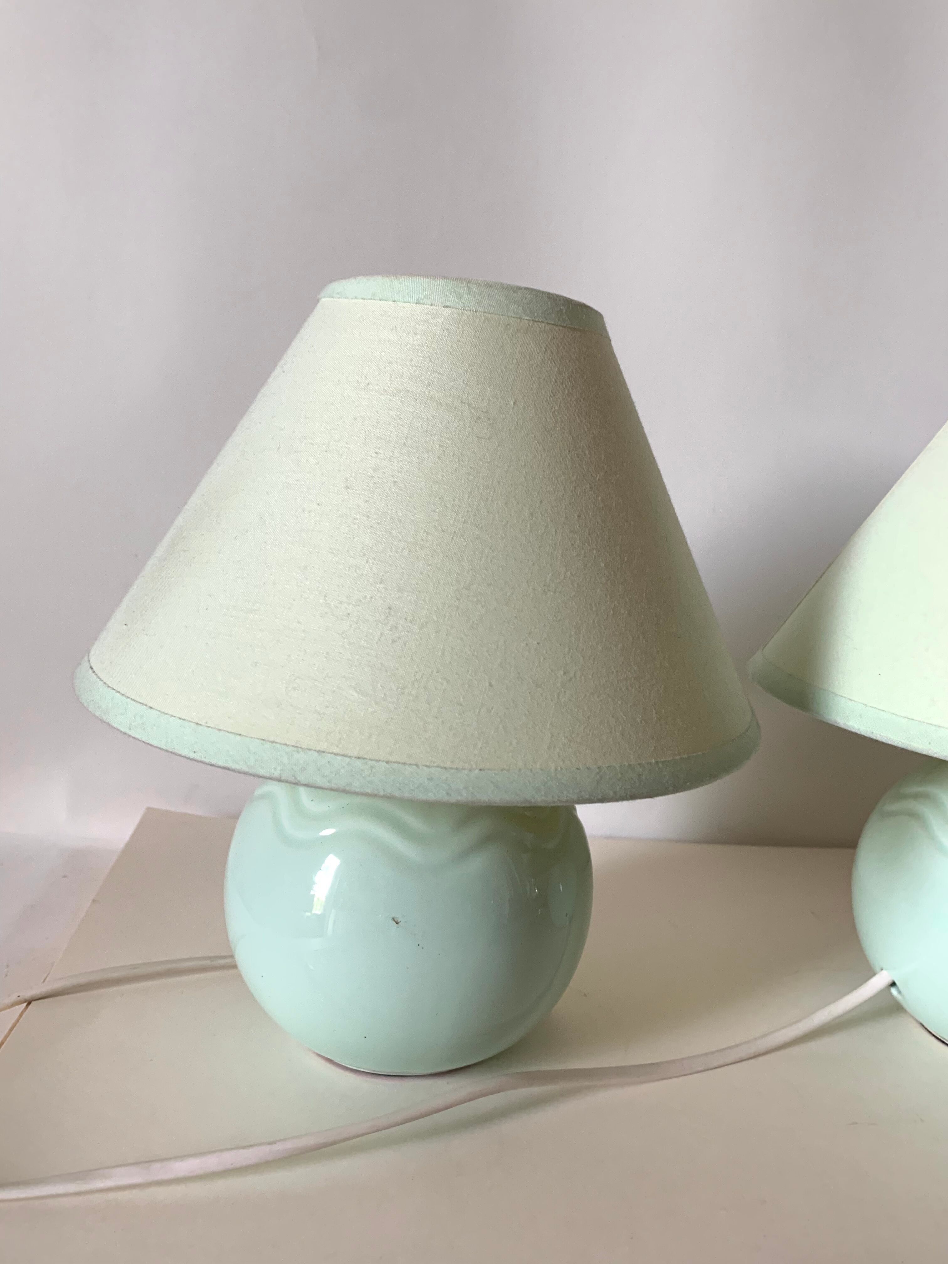 Pair of vintage water green lamps