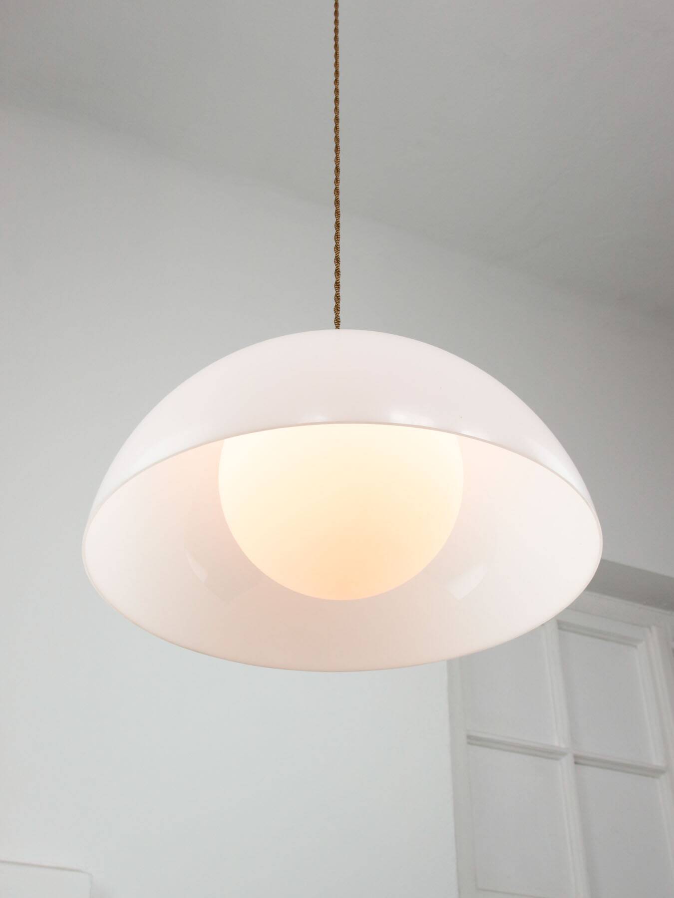 Italian Space Age Pendant in Brass and Acrylic Glass, 1970s