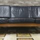 Scandinavian 3-seater black leather sofa from the 1970s