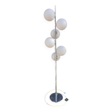 Lampadaire chrome 6 boules opalines