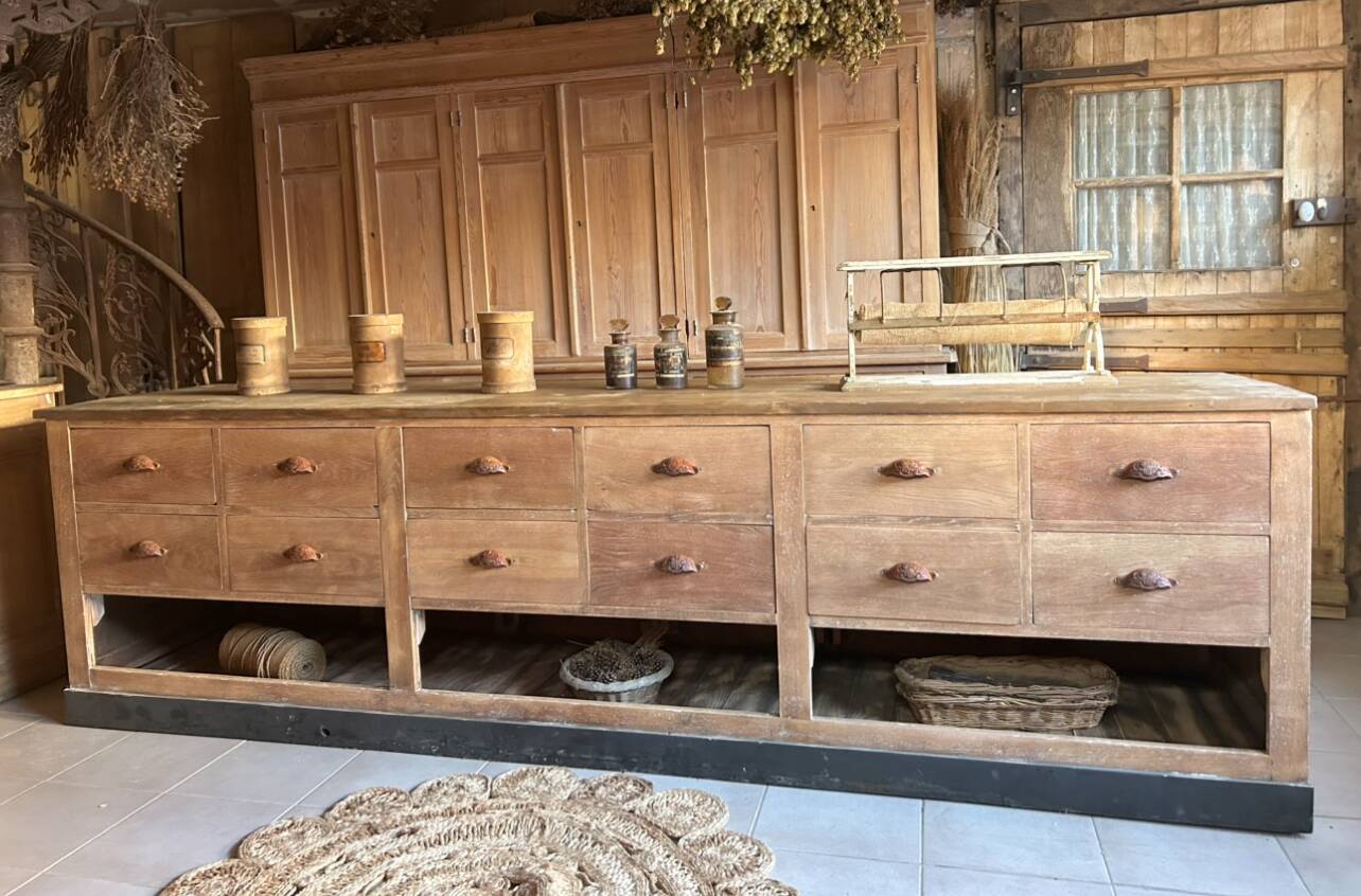 Large antique sideboard with 12 drawers