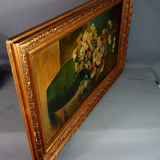 Nature morte bouquet marguerites dans un vase huile sur toile vers 1900 80x49 cm