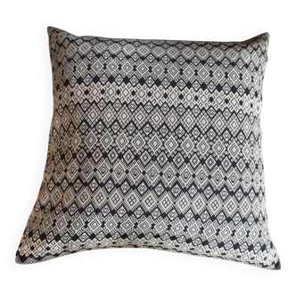 Navy blue and beige Kachin cushion cover (RIDA)