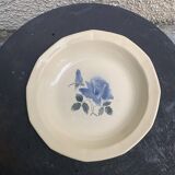 Hollow dish with blue rose motif, octagonal, vintage Digoin