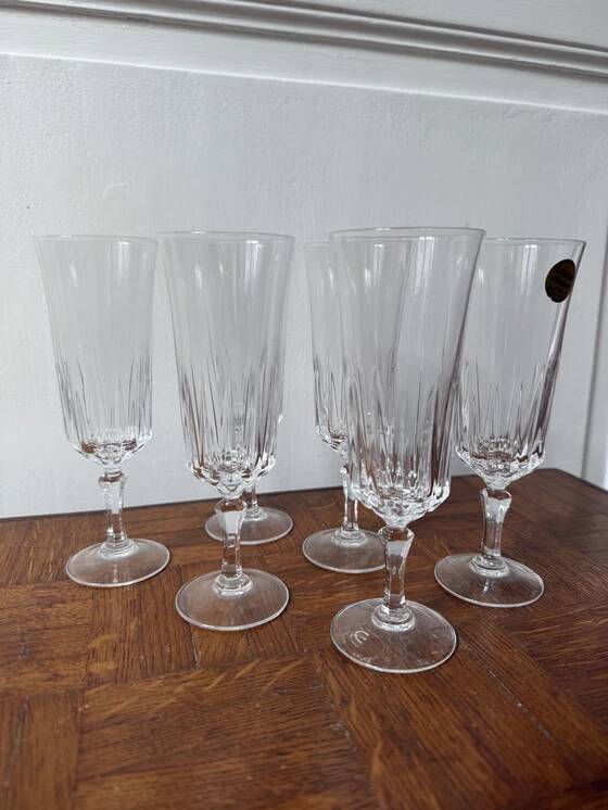 6 flûtes à champagne Cristal d'Arques