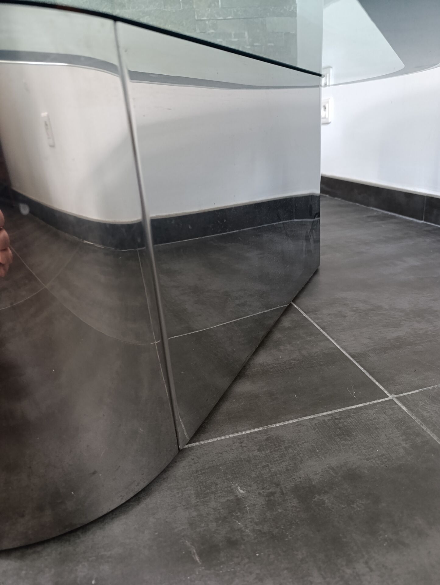 Vintage coffee table with glass and chrome metal.