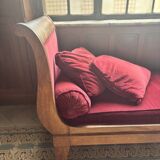 Méridienne acajou et velours rouge