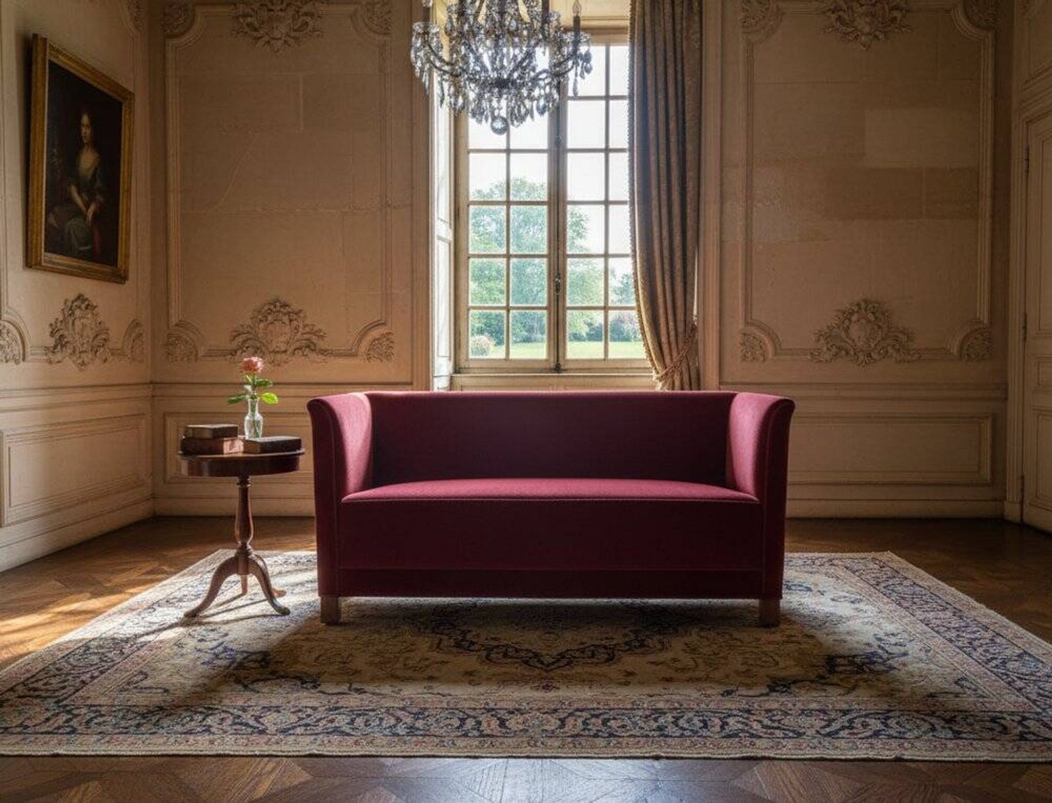 Canapé Vintage en Velours Rouge, 1950s