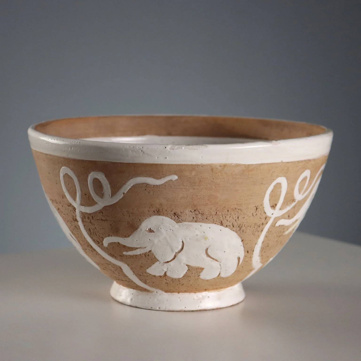 Vintage ceramic bowl with Zaccagnini glazes, Italy, 1940s-1950s.
