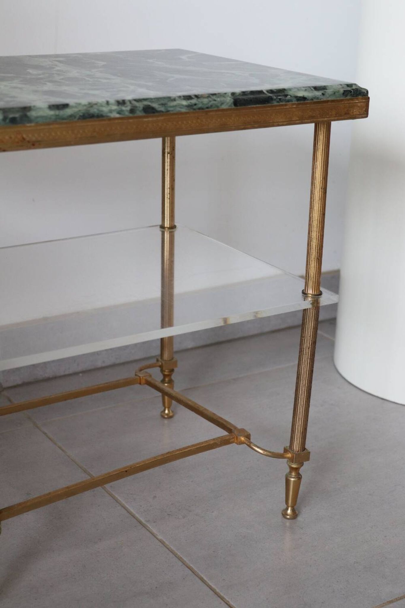 Table d'appoint en marbre vert vintage