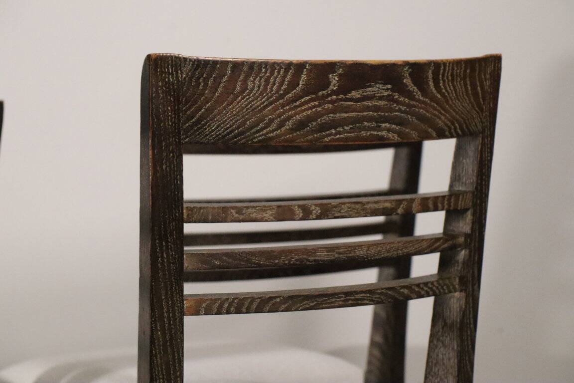 Set of 4 modernist chairs in oak and bouclé fabric, 1940