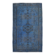 Vintage blue and black Turkish rug with traditional design, 163 × 268 cm