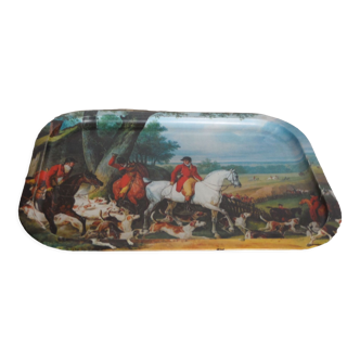 Canvas tray hunting scene