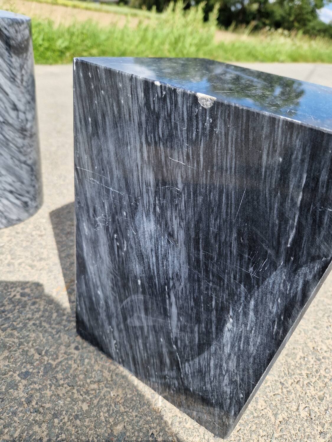 Vintage sculptural marble and glass coffee table from the 80s