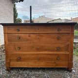 Commode en noyer et marbre noir, XIXème siècle