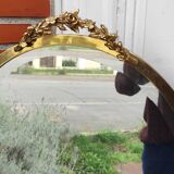 Grand miroir biseauté ancien laiton