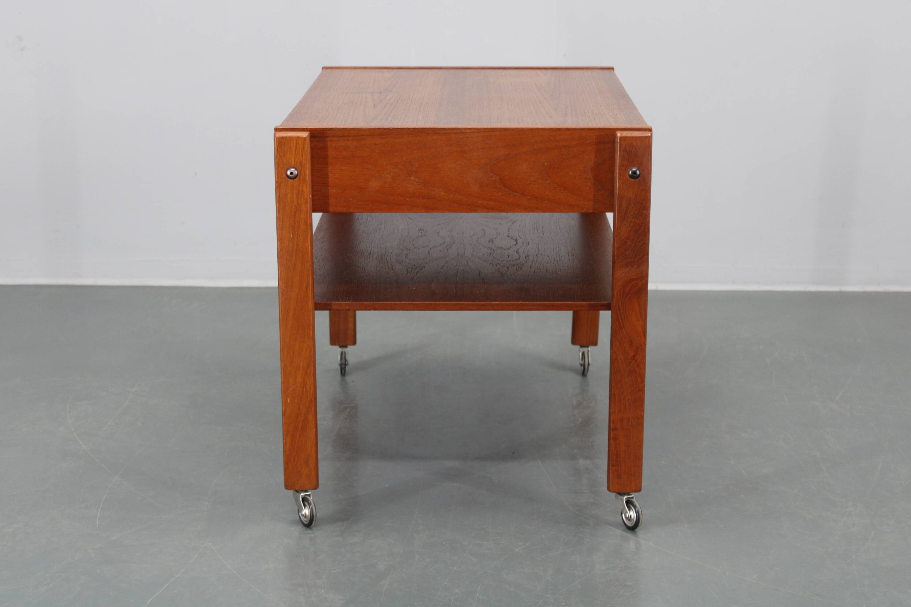 1960s Danish Teak Sewing Cart or Side Table