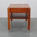 1960s Danish Teak Sewing Cart or Side Table