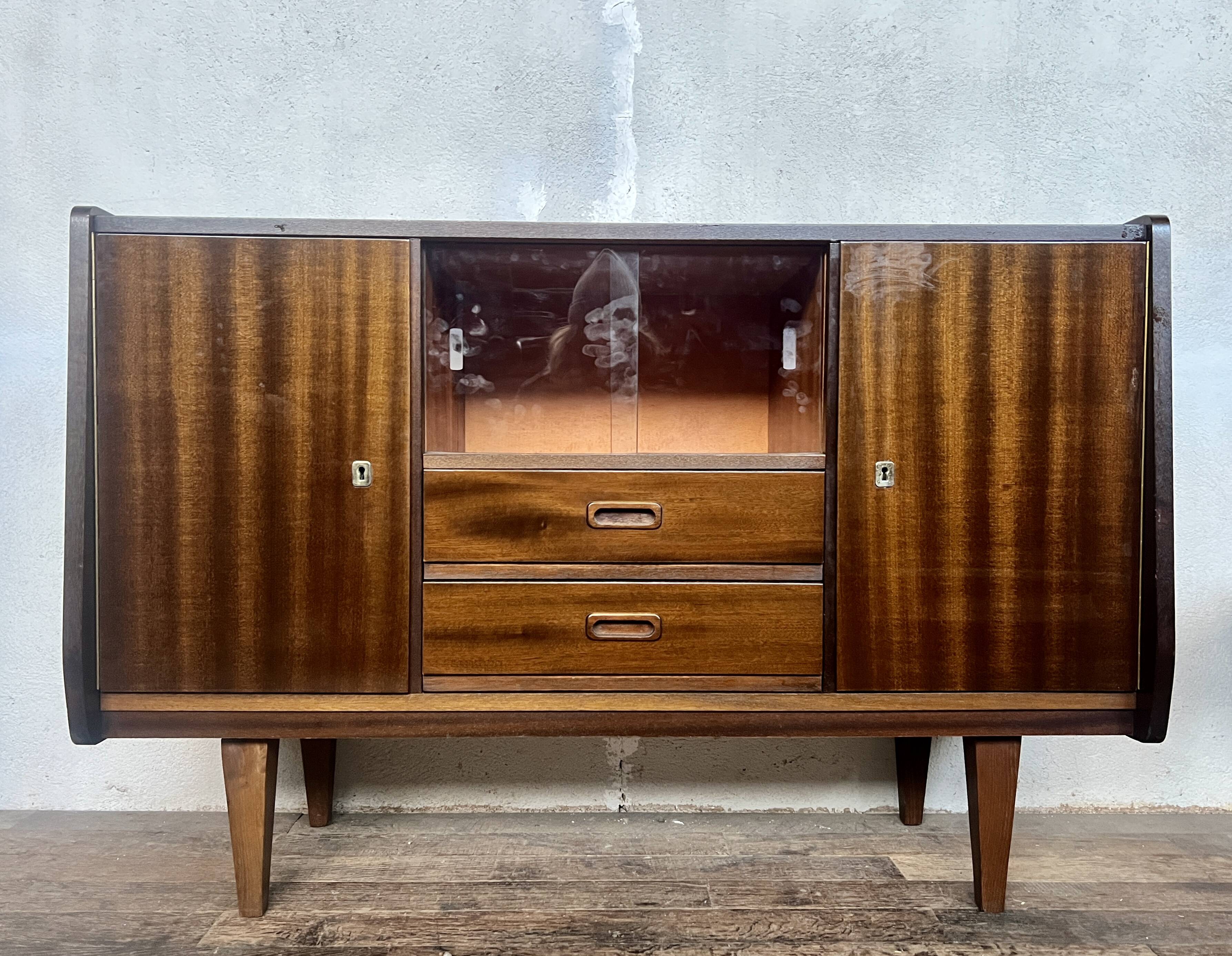Enfilade / buffet vintage 1960 vitrée look scandinave