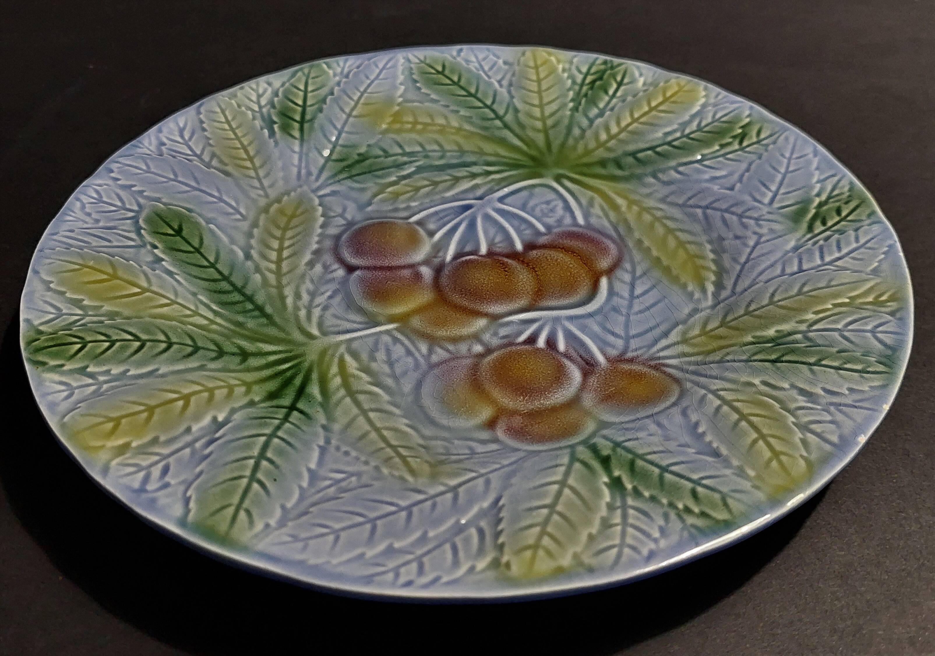 Cherry barbotine plate Salins les Bains 20th century