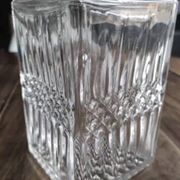 Vintage whiskey decanter in diamond faceted glass airtight stopper