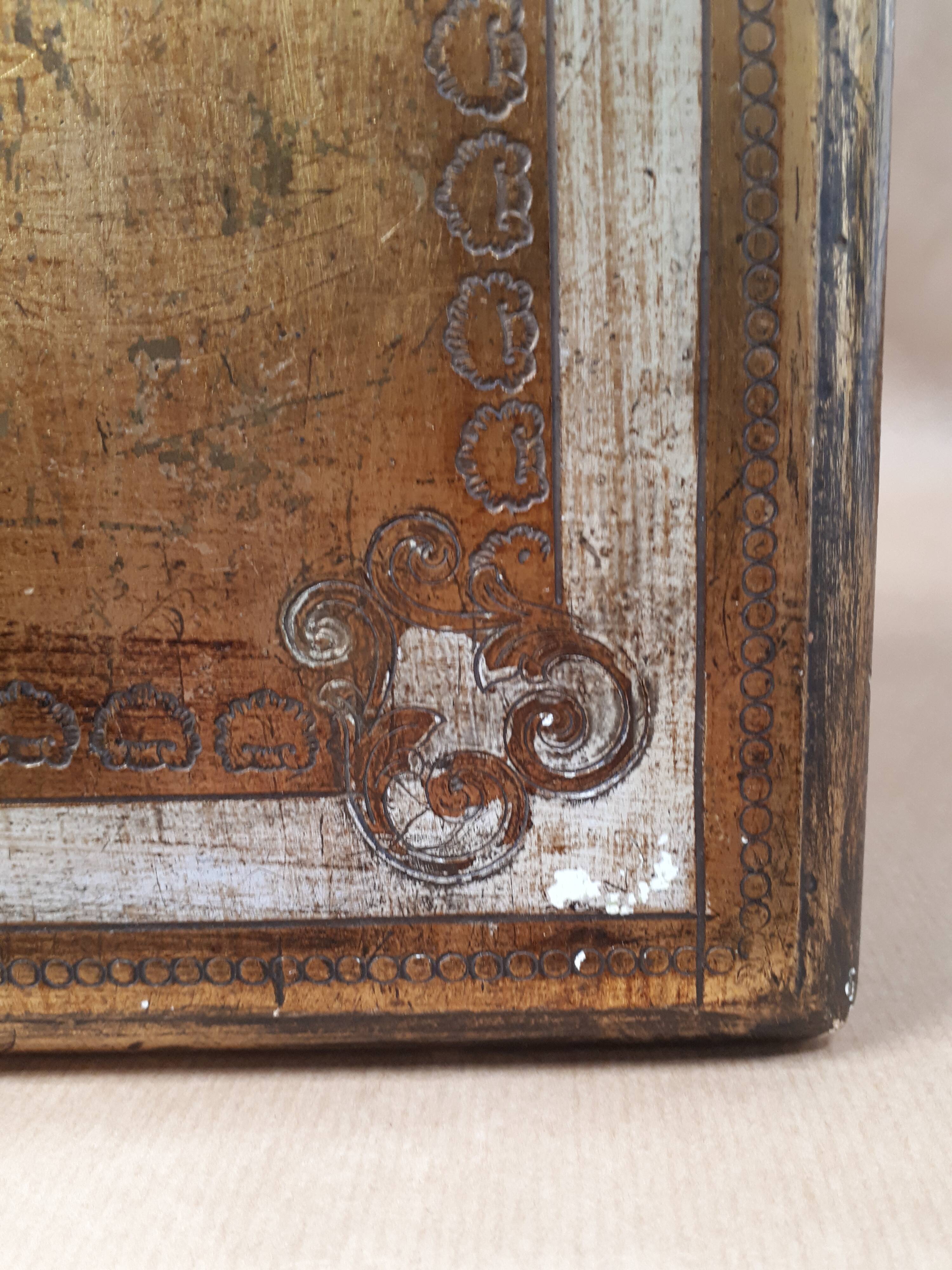 Square pedestal table gilded wood florentine style vintage 1950